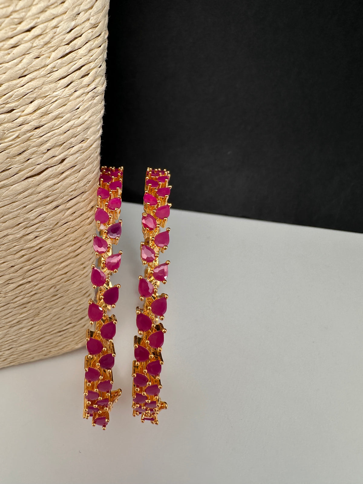 Ruby Red Sleek Openable Bangles - 2.8