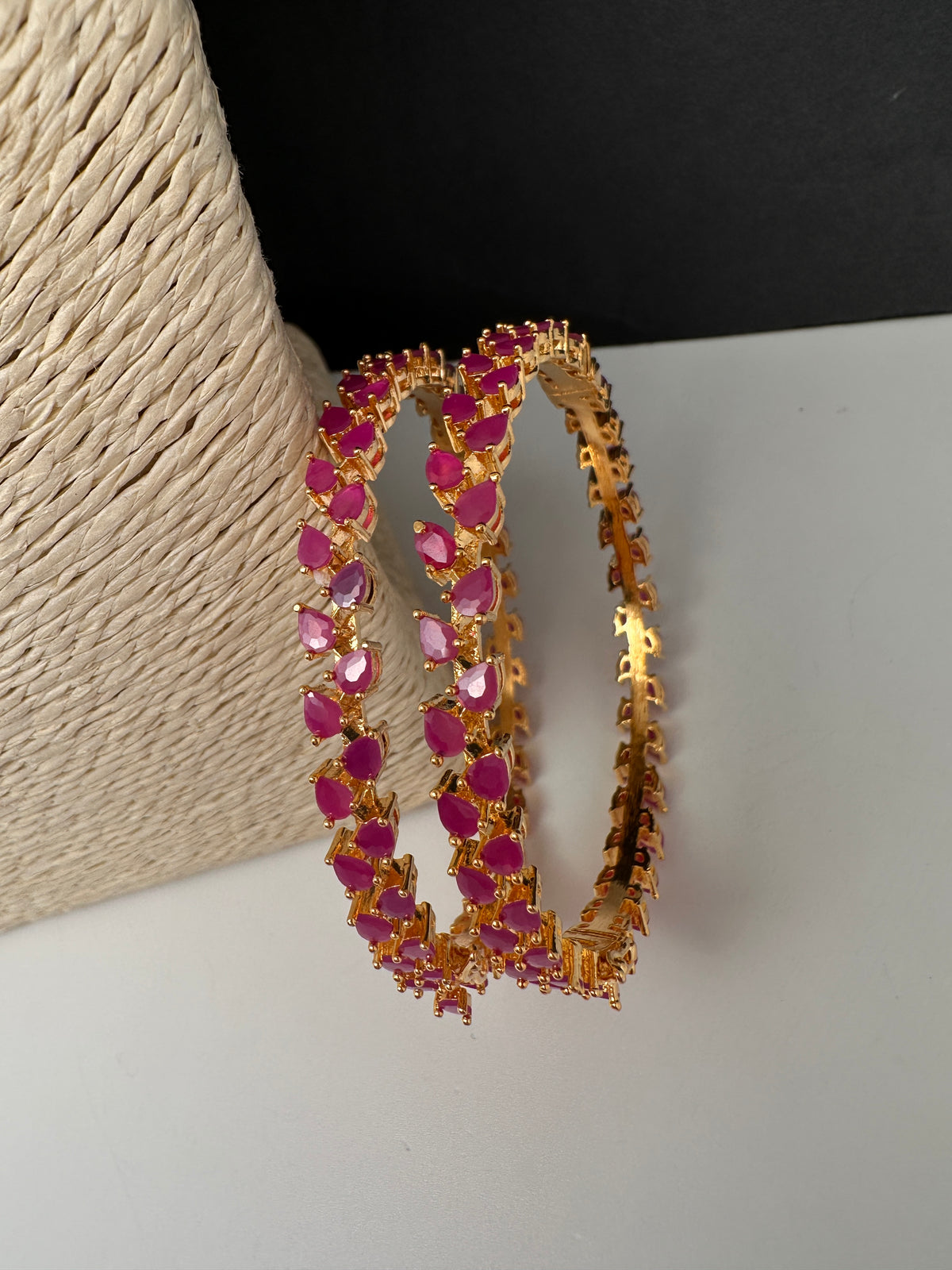 Ruby Red Sleek Openable Bangles - 2.8