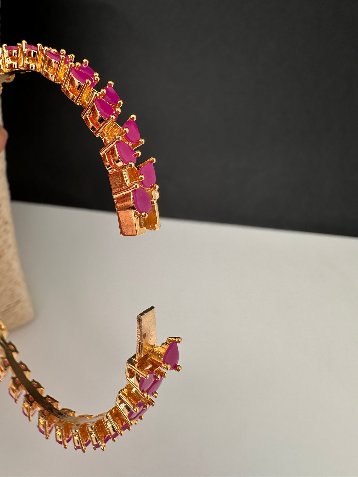 Ruby Red Sleek Openable Bangles - 2.8