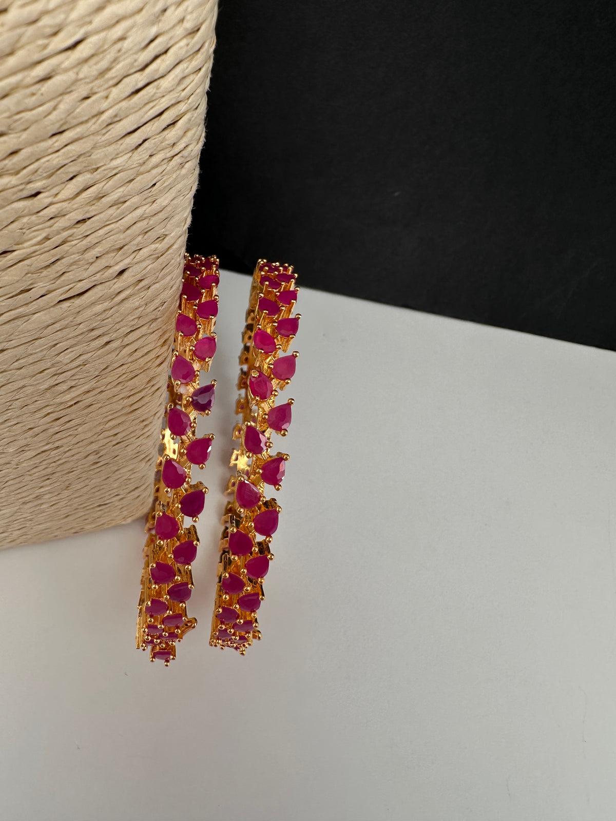 Ruby Red Sleek Openable Bangles - 2.8