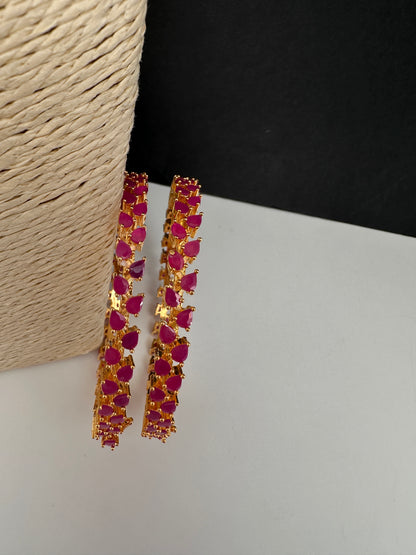 Ruby Red Sleek Openable Bangles - 2.8