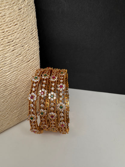 Matte CZ Red Green Bangles - BN000561
