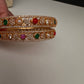 Gold Finish Navratan Bangles - BN000563