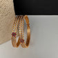 Gold Finish Red Green CZ Bangles - BN000564