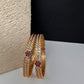 Gold Finish Red Green CZ Bangles - BN000564