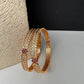 Gold Finish Red Green CZ Bangles - BN000564