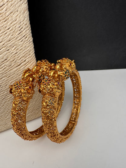 Matte Pattern Openable Kada Bangles - Pair - BN000565