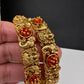 Goddess Lakshmi Matte Coral Bangles - Pair - BN000566