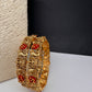 Goddess Lakshmi Matte Coral Bangles - Pair - BN000566