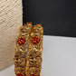 Goddess Lakshmi Matte Coral Bangles - Pair - BN000566
