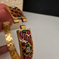 Multicolor Jadau Kundan Openable Single Bangle - size 2.6