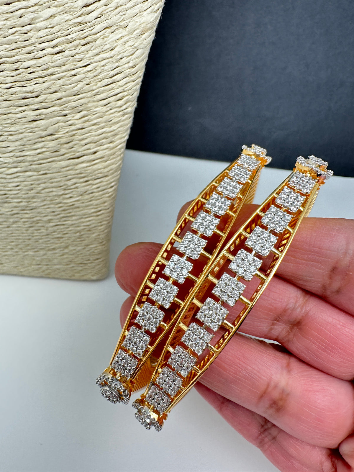 Triangle AD Diamond Finish Bangles - 2.8