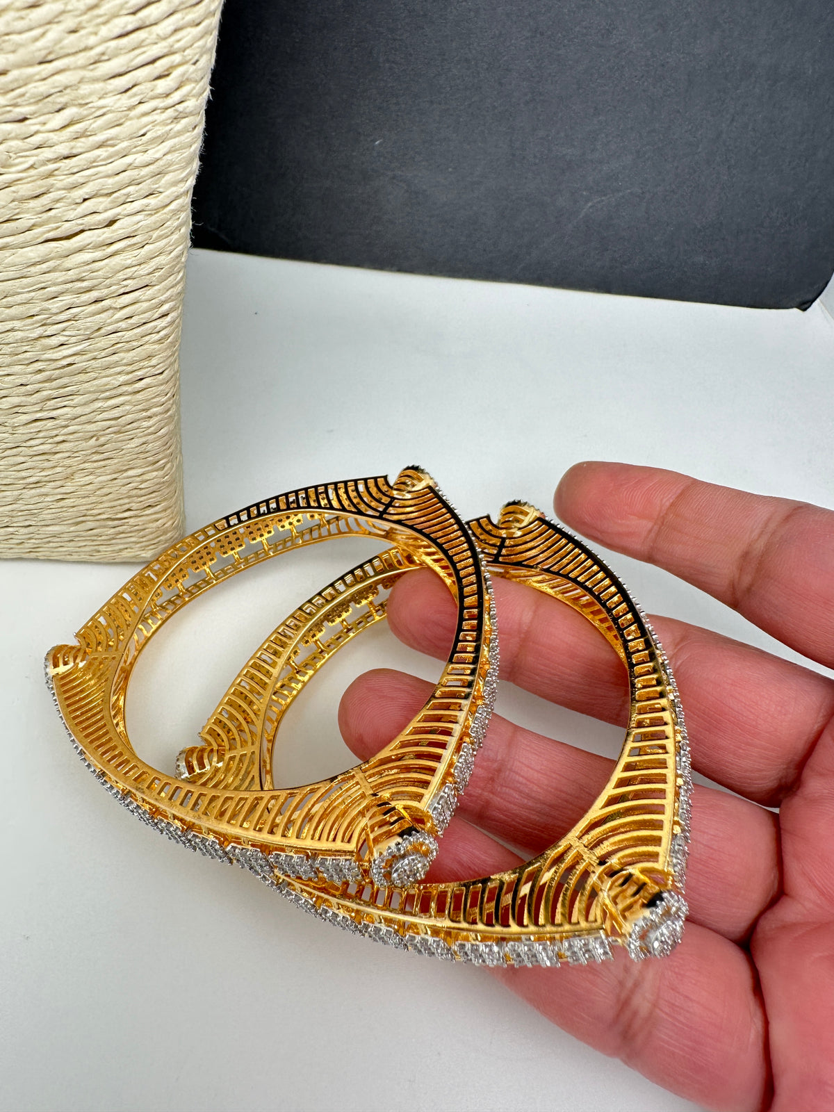 Triangle AD Diamond Finish Bangles - 2.8