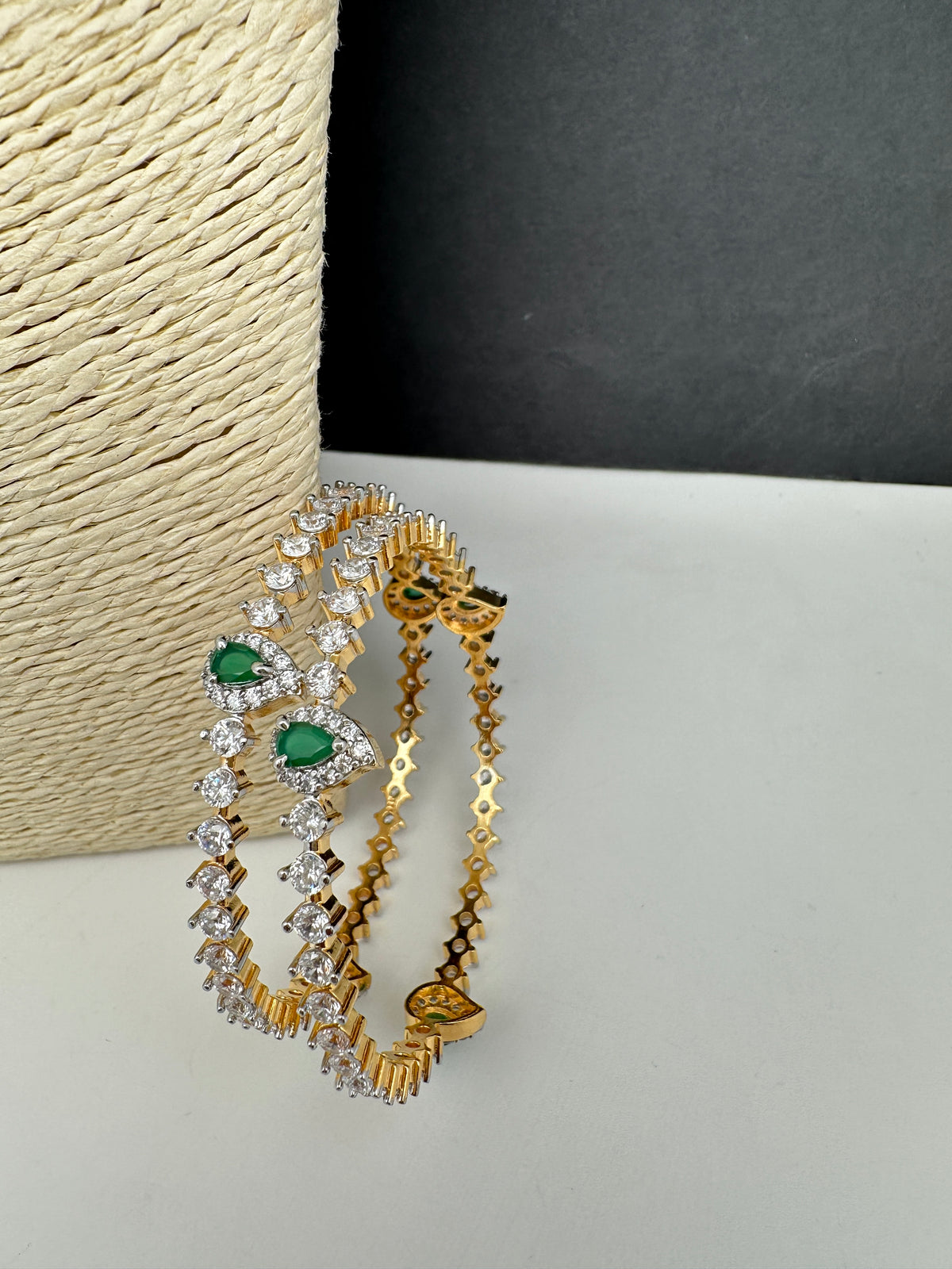 Sleek Emerlad AD Bangles - 2.8