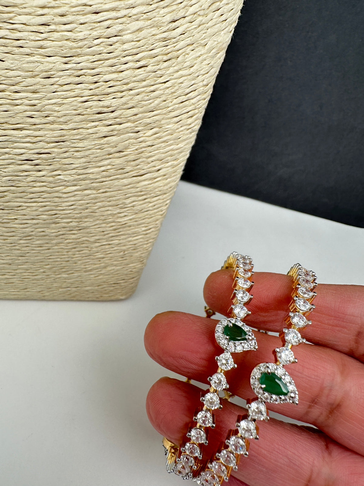 Sleek Emerlad AD Bangles - 2.8