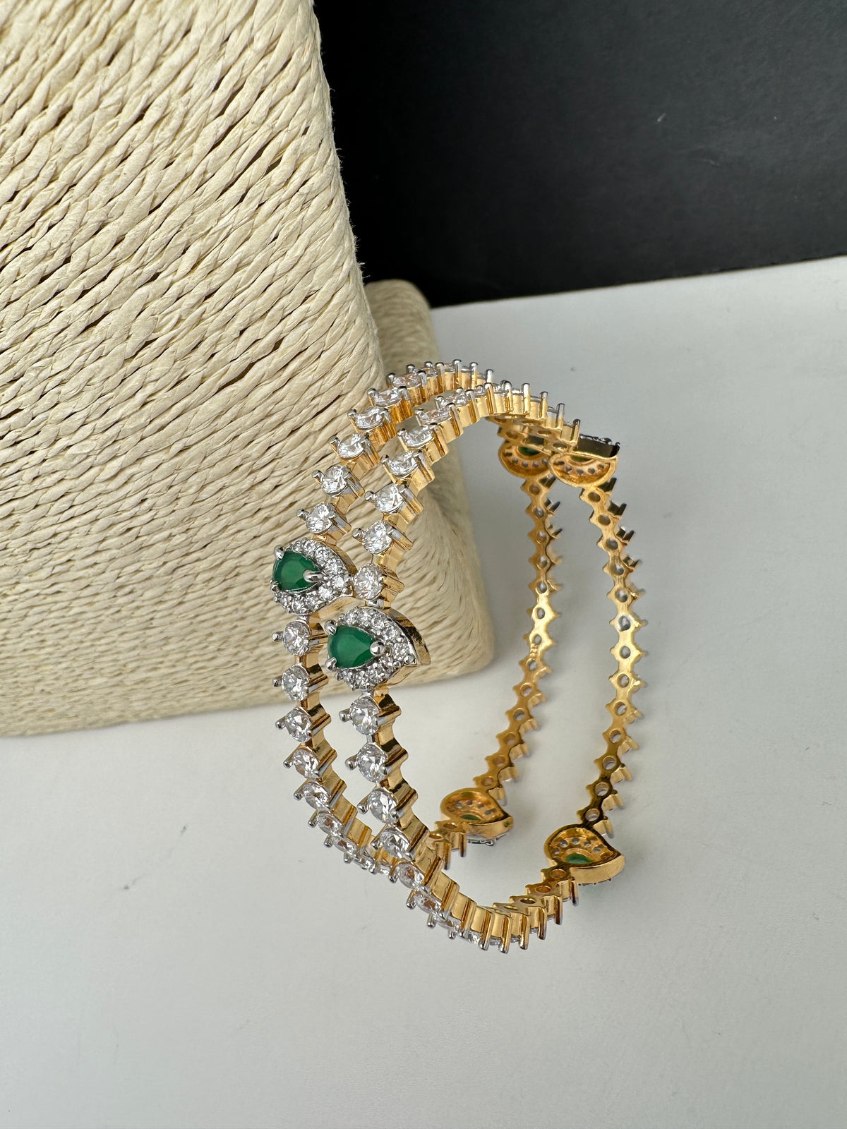 Sleek Emerlad AD Bangles - 2.8