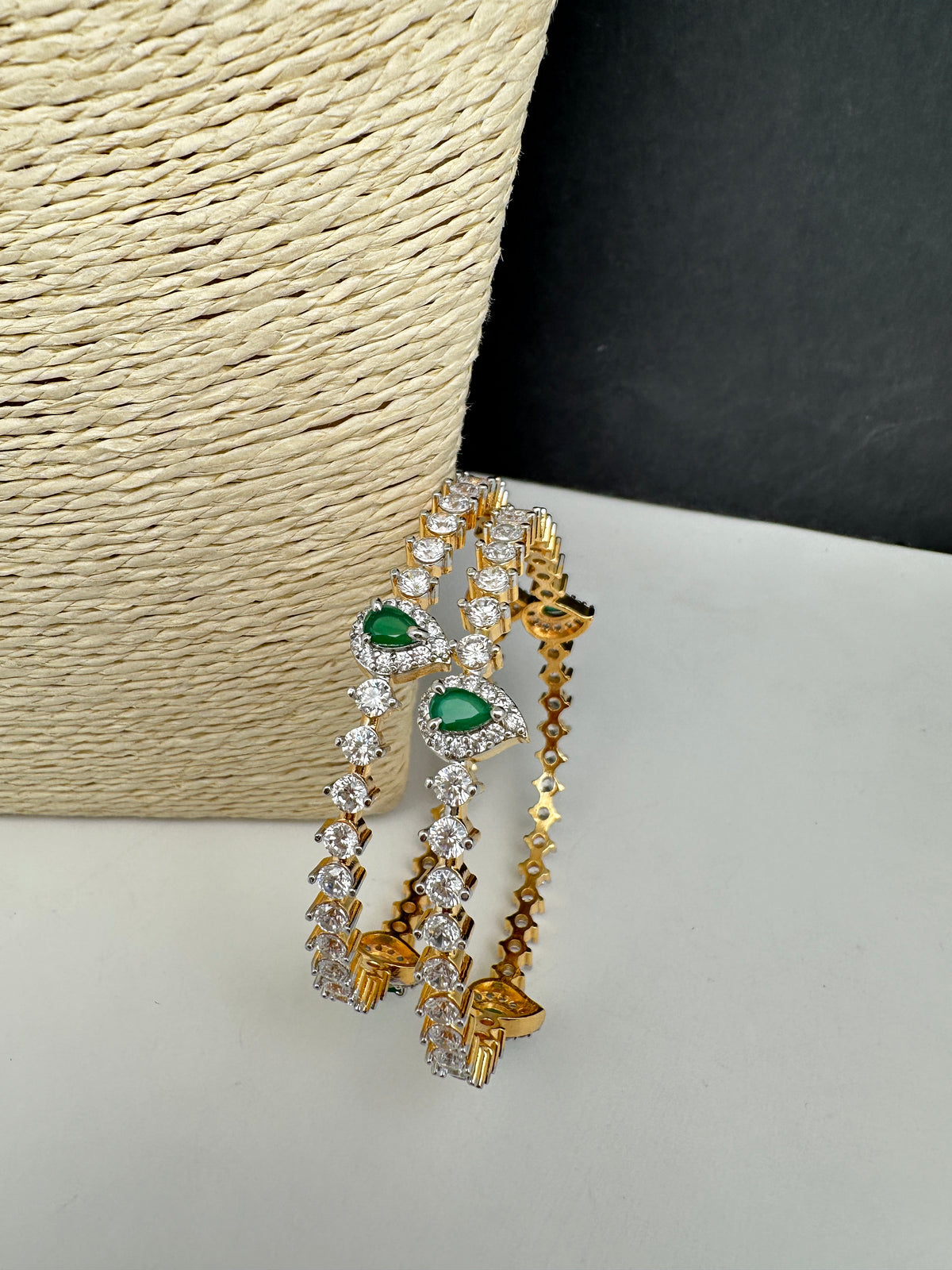 Sleek Emerlad AD Bangles - 2.8