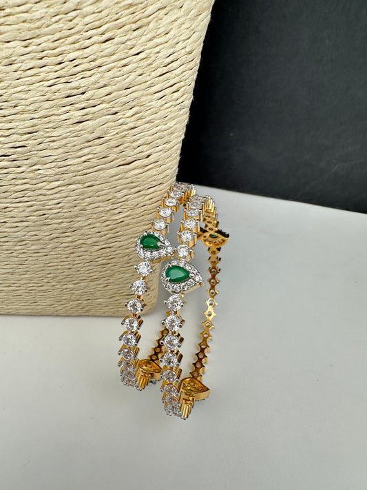 Sleek Emerlad AD Bangles - 2.8
