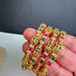 Set of 4 Sleek Goddess Lakshmi Bangles in CZ Red and Green Stones - 2.8