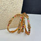 Set of 4 Sleek Goddess Lakshmi Bangles in CZ Red and Green Stones - 2.8