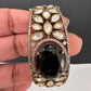 Moissanite Kundan openable victorian finish color beads bracelet - Black