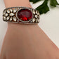 Moissanite Kundan openable victorian finish color beads bracelet - Red