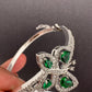 CZ Silver Finish Color Stone Openable Bracelet - Green