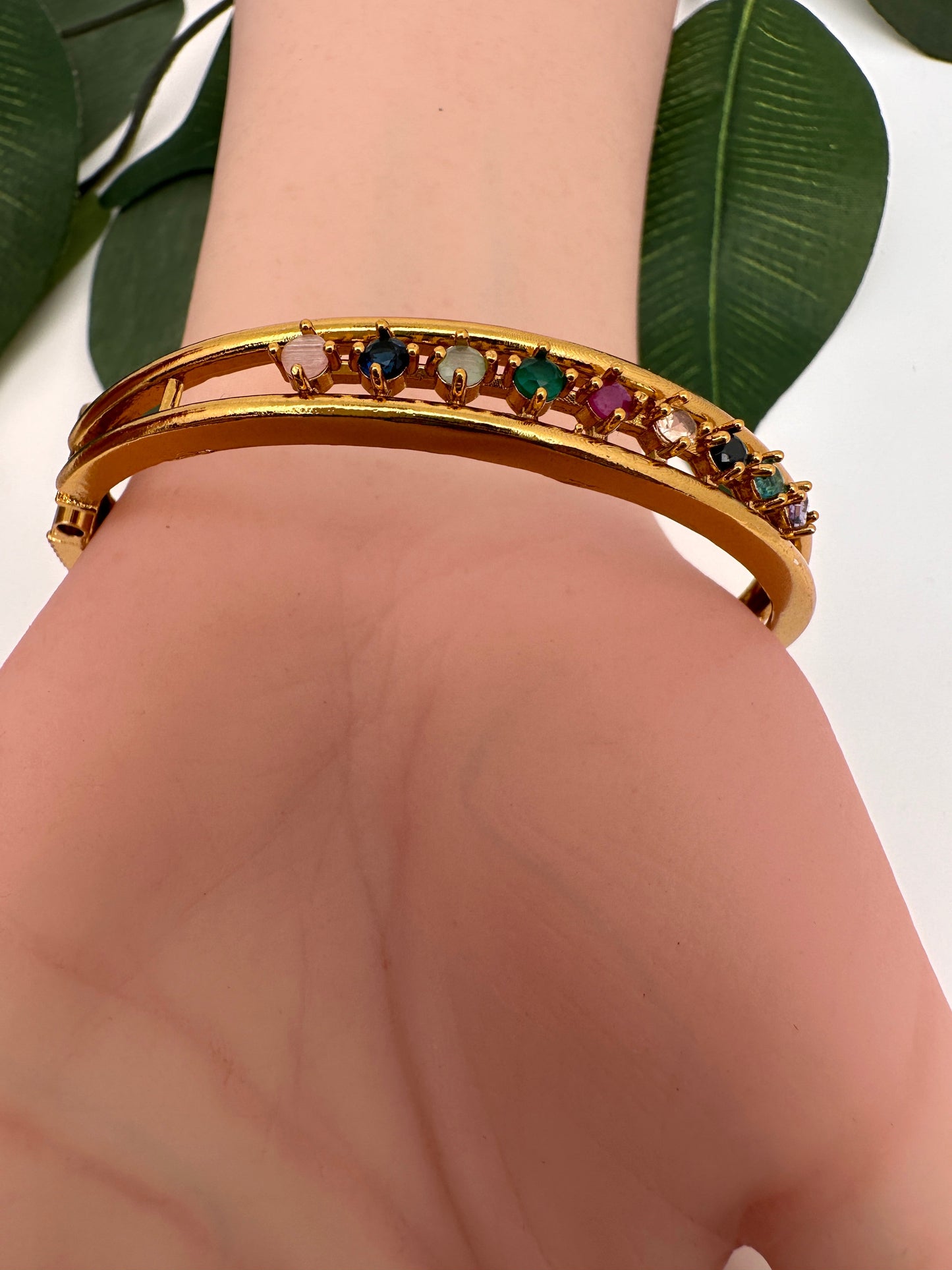 Matte CZ Multi Stone Openable Bracelet Kada