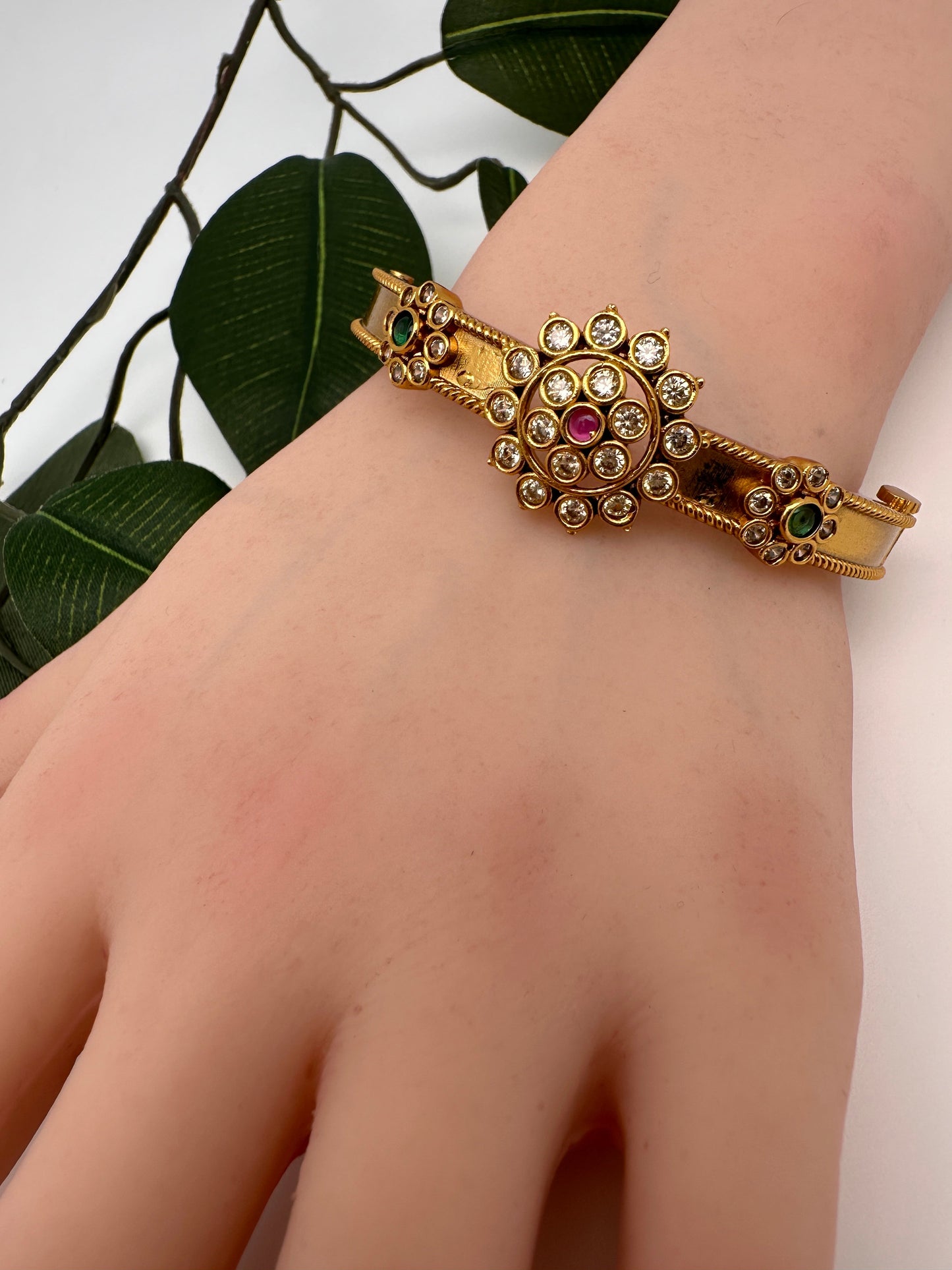 Matte CZ Multi Stone Openable Bracelet Kada