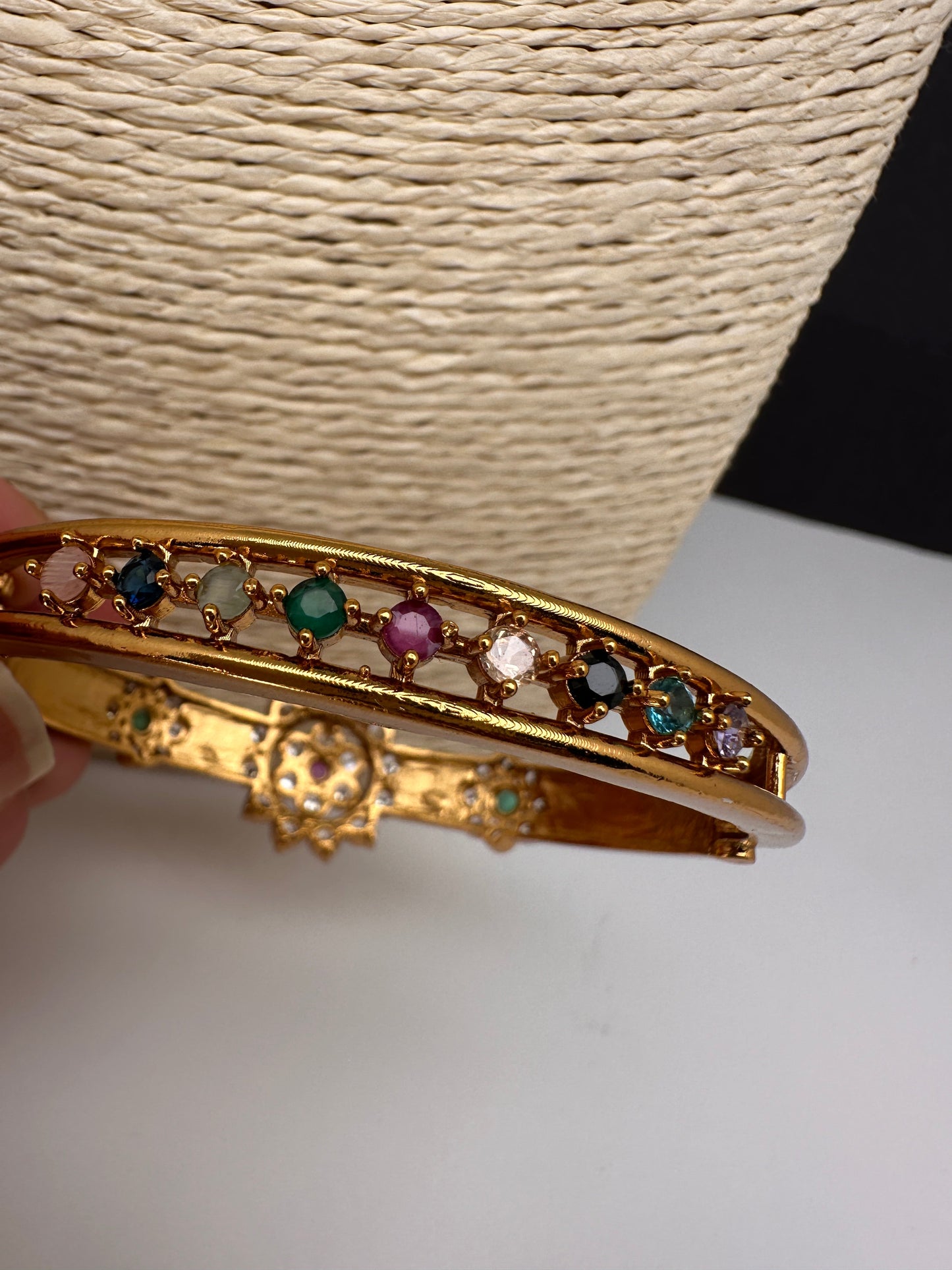 Matte CZ Multi Stone Openable Bracelet Kada