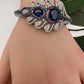 CZ Victorian Micro Setting Finish Color Stone Openable Bracelet - Blue