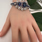 CZ Victorian Micro Setting Finish Color Stone Openable Bracelet - Blue
