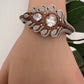 CZ Victorian Micro Setting Finish Color Stone Openable Bracelet - Brown