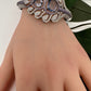 CZ Victorian Micro Setting Finish Color Stone Openable Bracelet - Purple