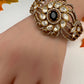 CZ Kundan Color Stone Openable Bracelet - Black