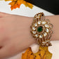 CZ Kundan Color Stone Openable Bracelet - Green