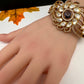 CZ Kundan Color Stone Openable Bracelet - Purple