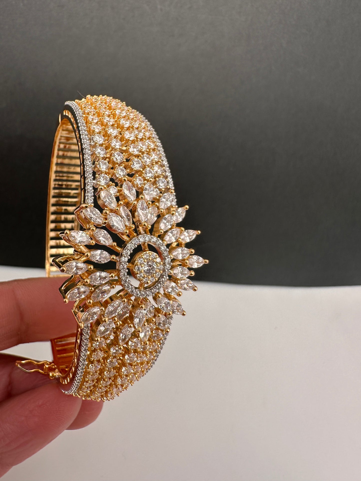 AD Gold Finish Openable Kada Bracelet