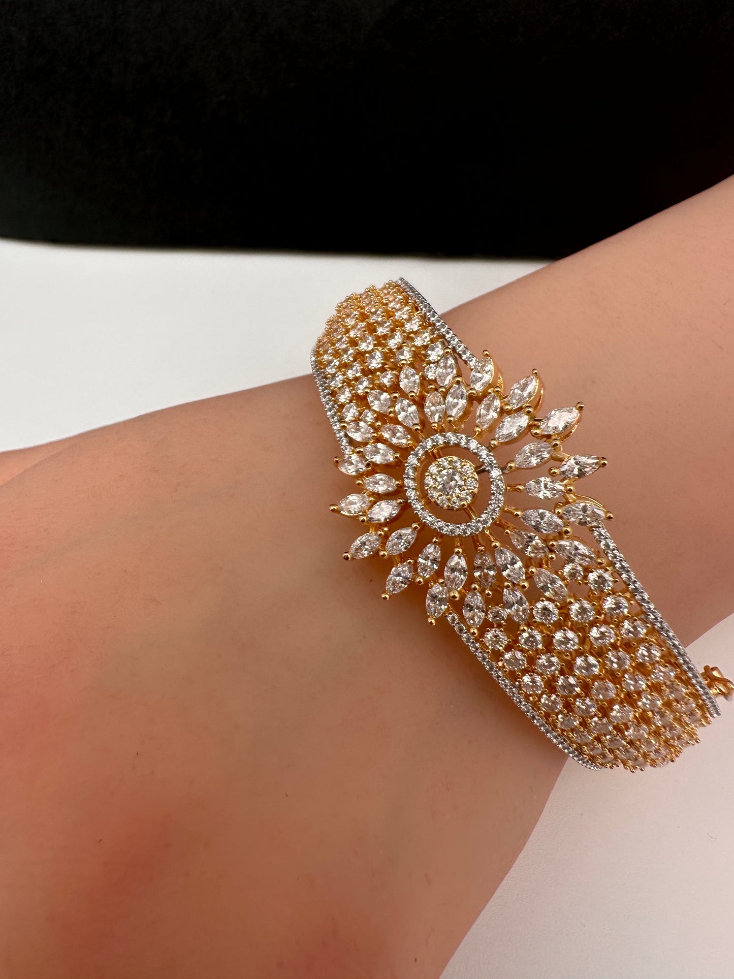 AD Gold Finish Openable Kada Bracelet