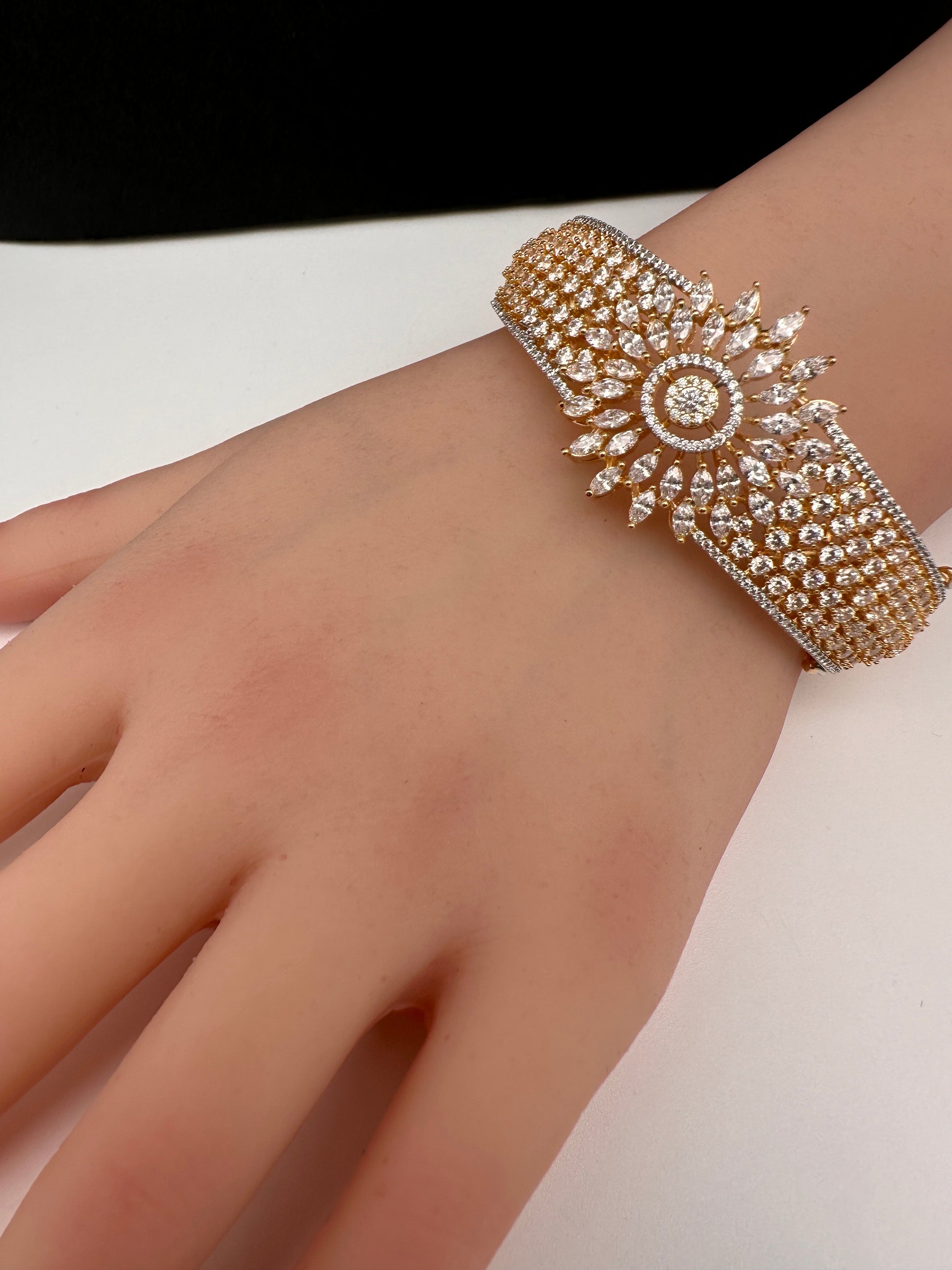 AD Gold Finish Openable Kada Bracelet
