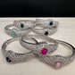Silver Color Stone Openable Bracelet - Red