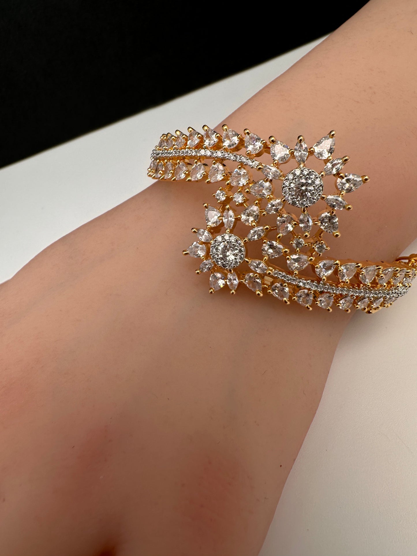 AD Gold Finish Openable Kada Bracelet