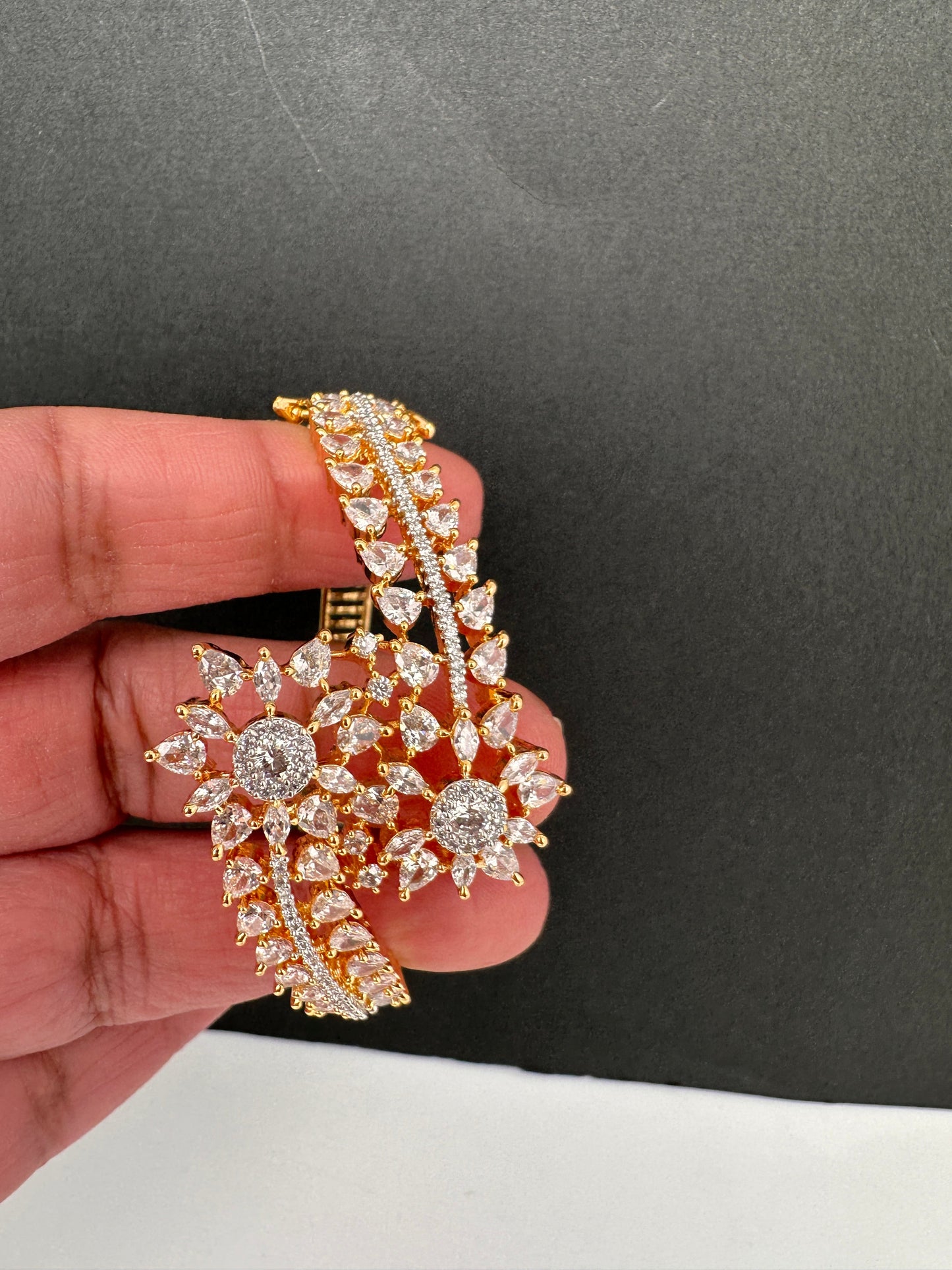 AD Gold Finish Openable Kada Bracelet