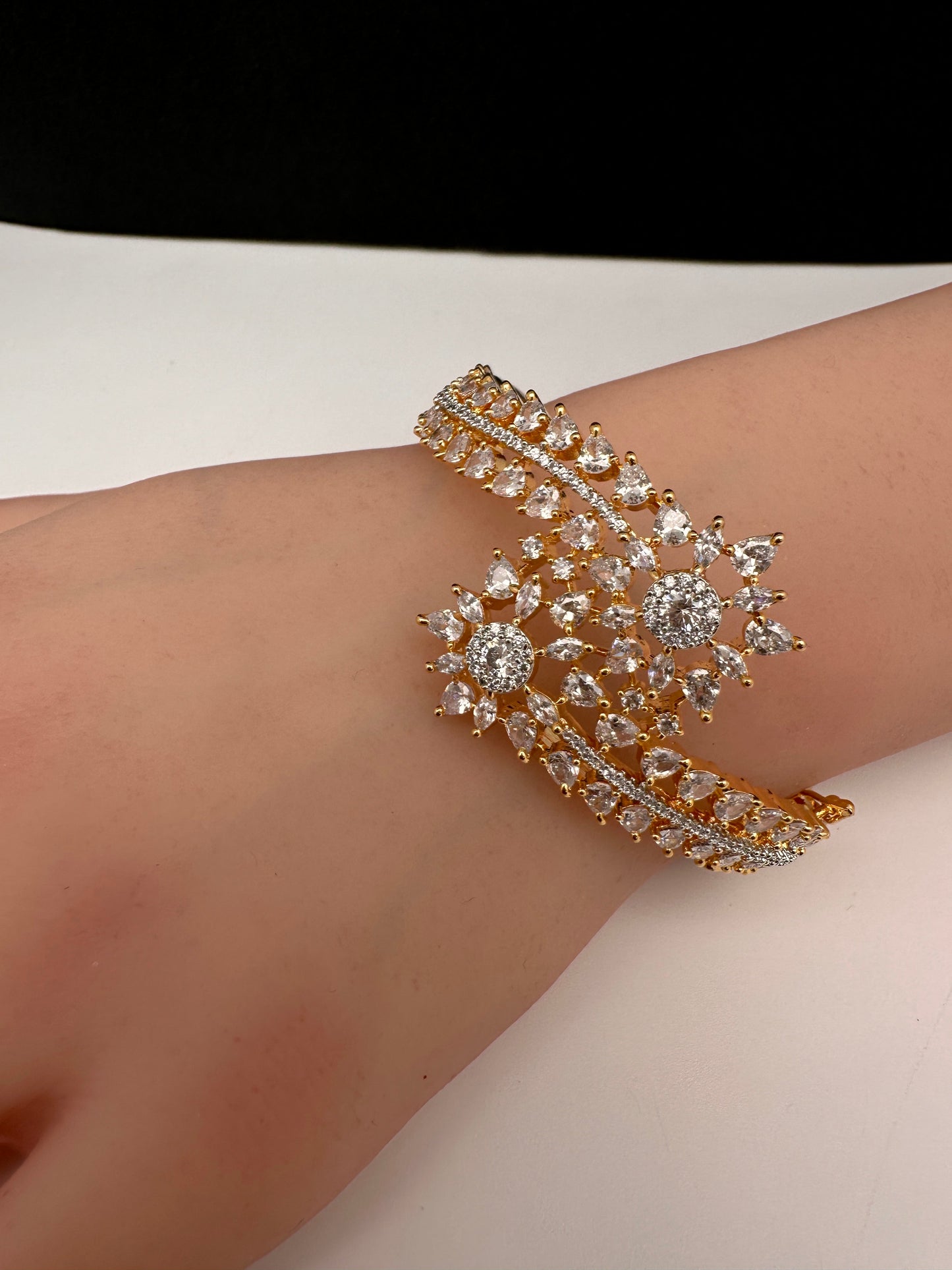 AD Gold Finish Openable Kada Bracelet