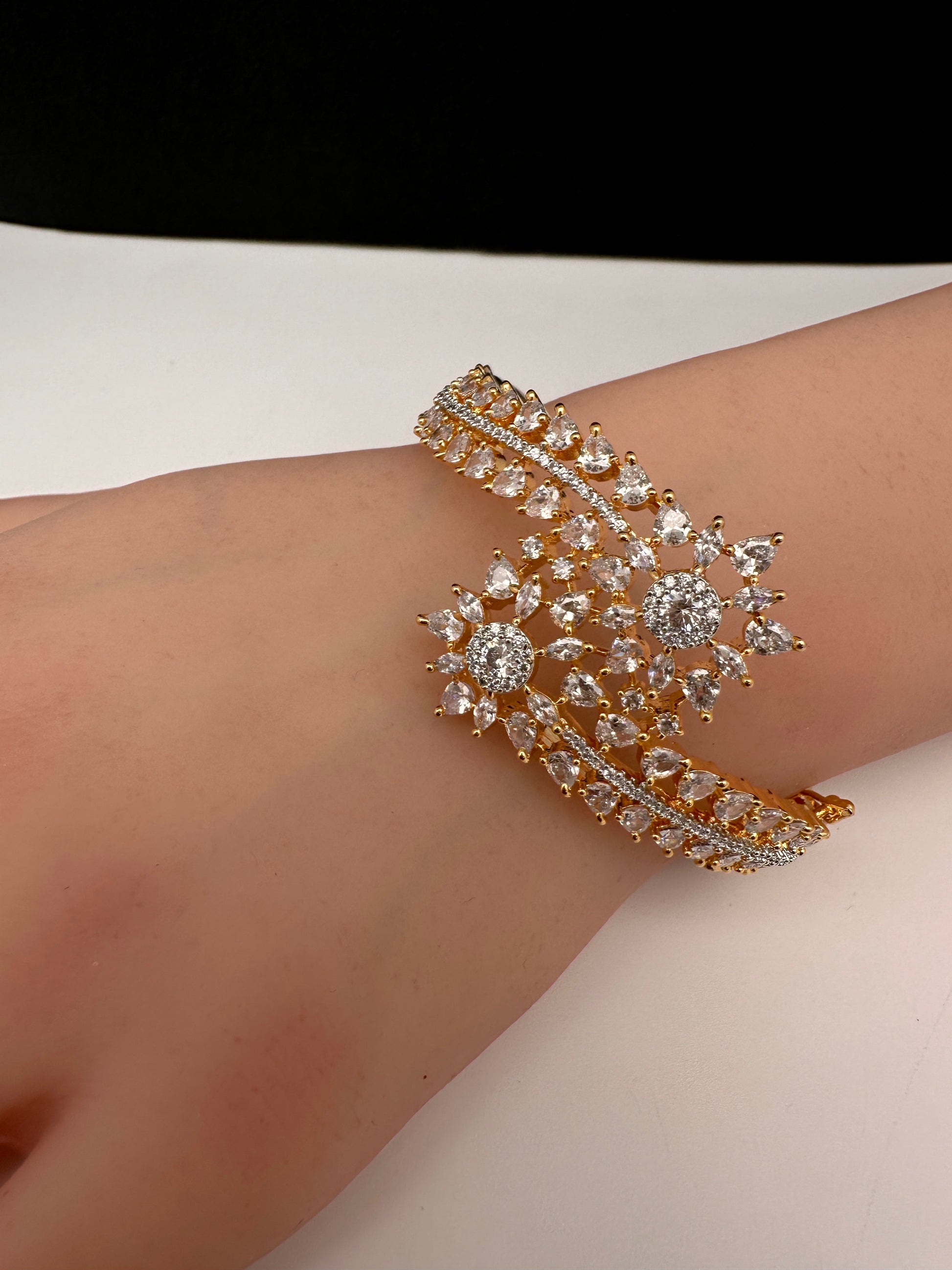 AD Gold Finish Openable Kada Bracelet
