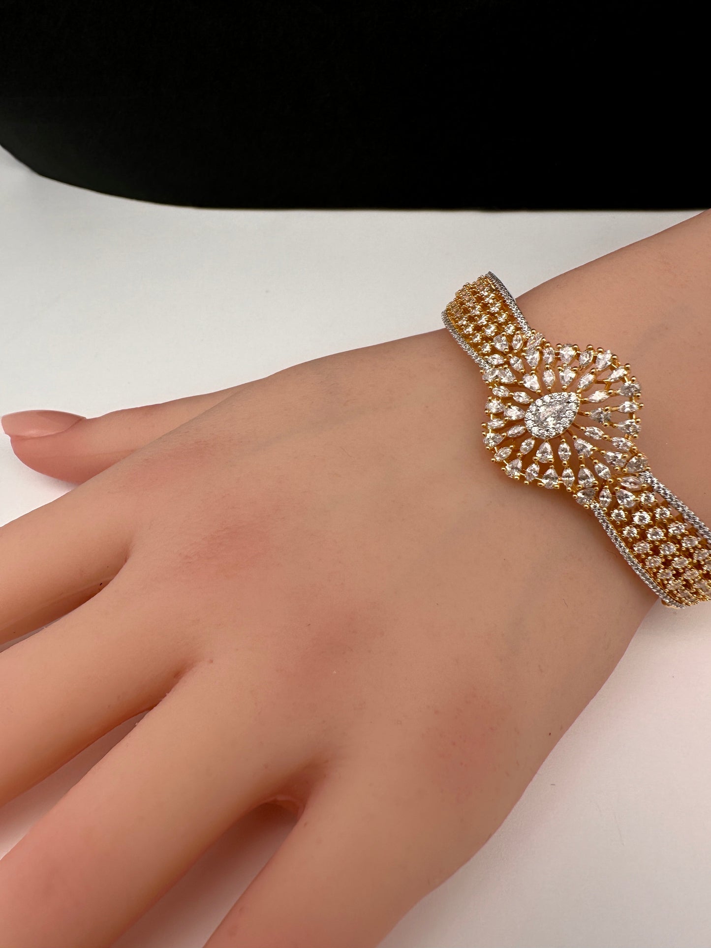 AD Gold Finish Openable Kada Bracelet