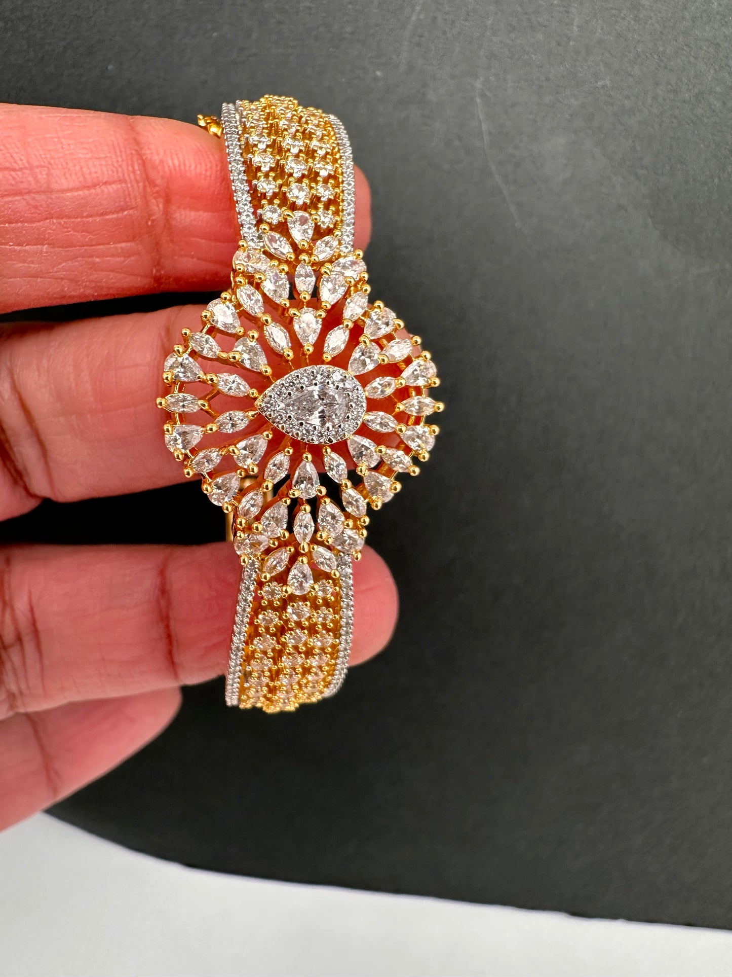 AD Gold Finish Openable Kada Bracelet