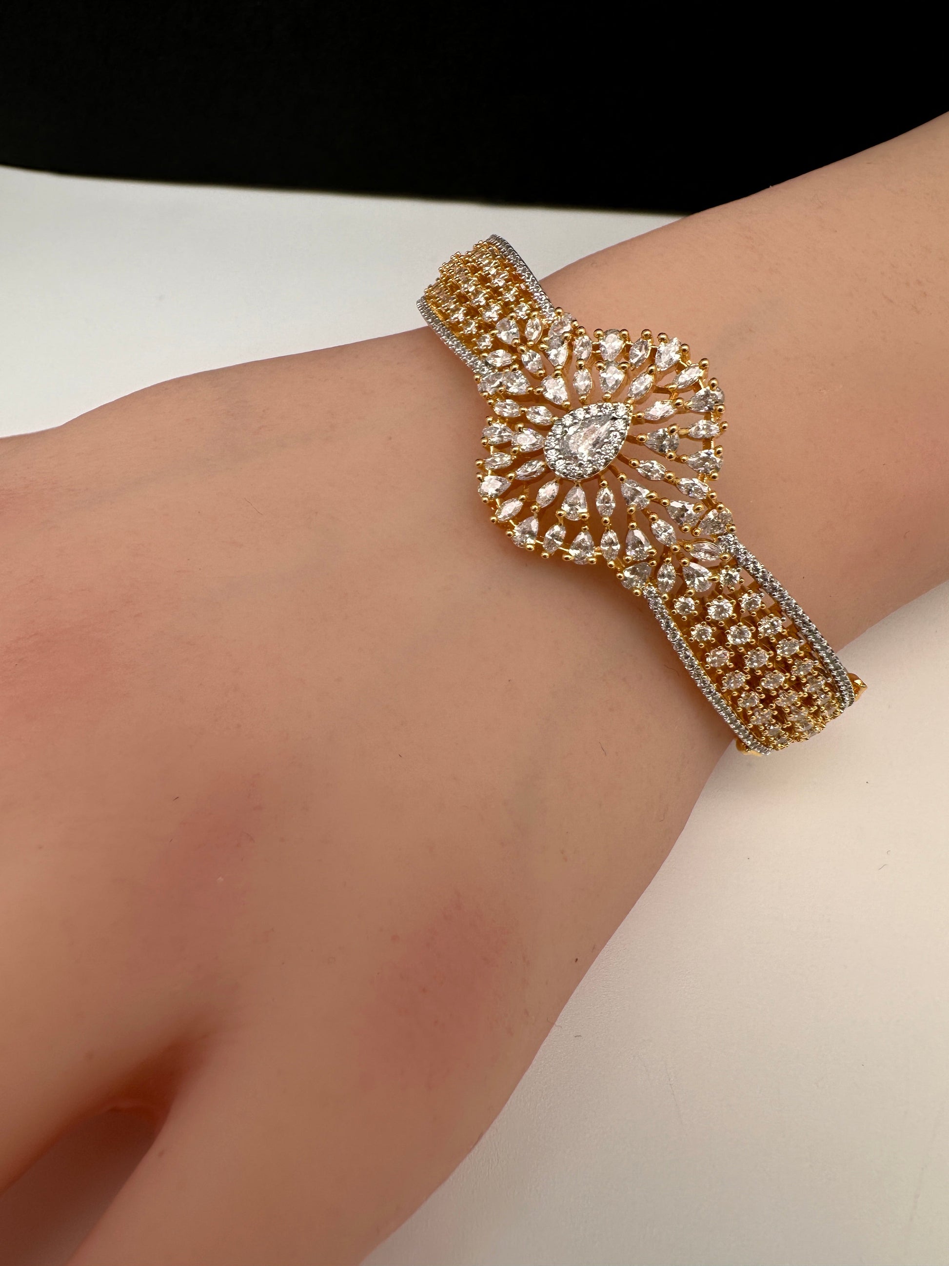 AD Gold Finish Openable Kada Bracelet