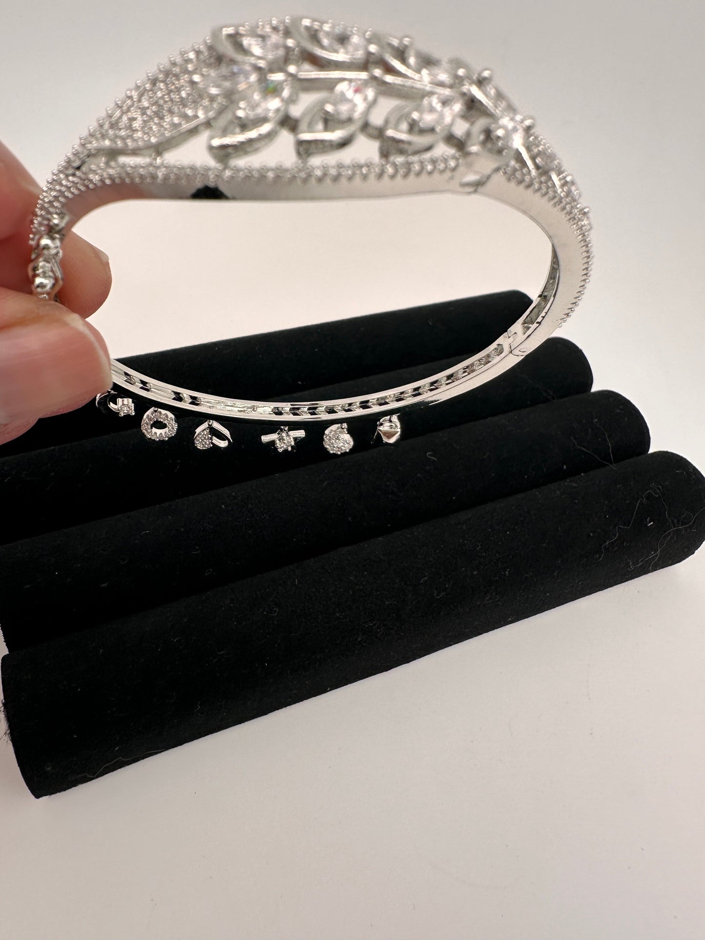 AD Silver Openable Kada Bracelet