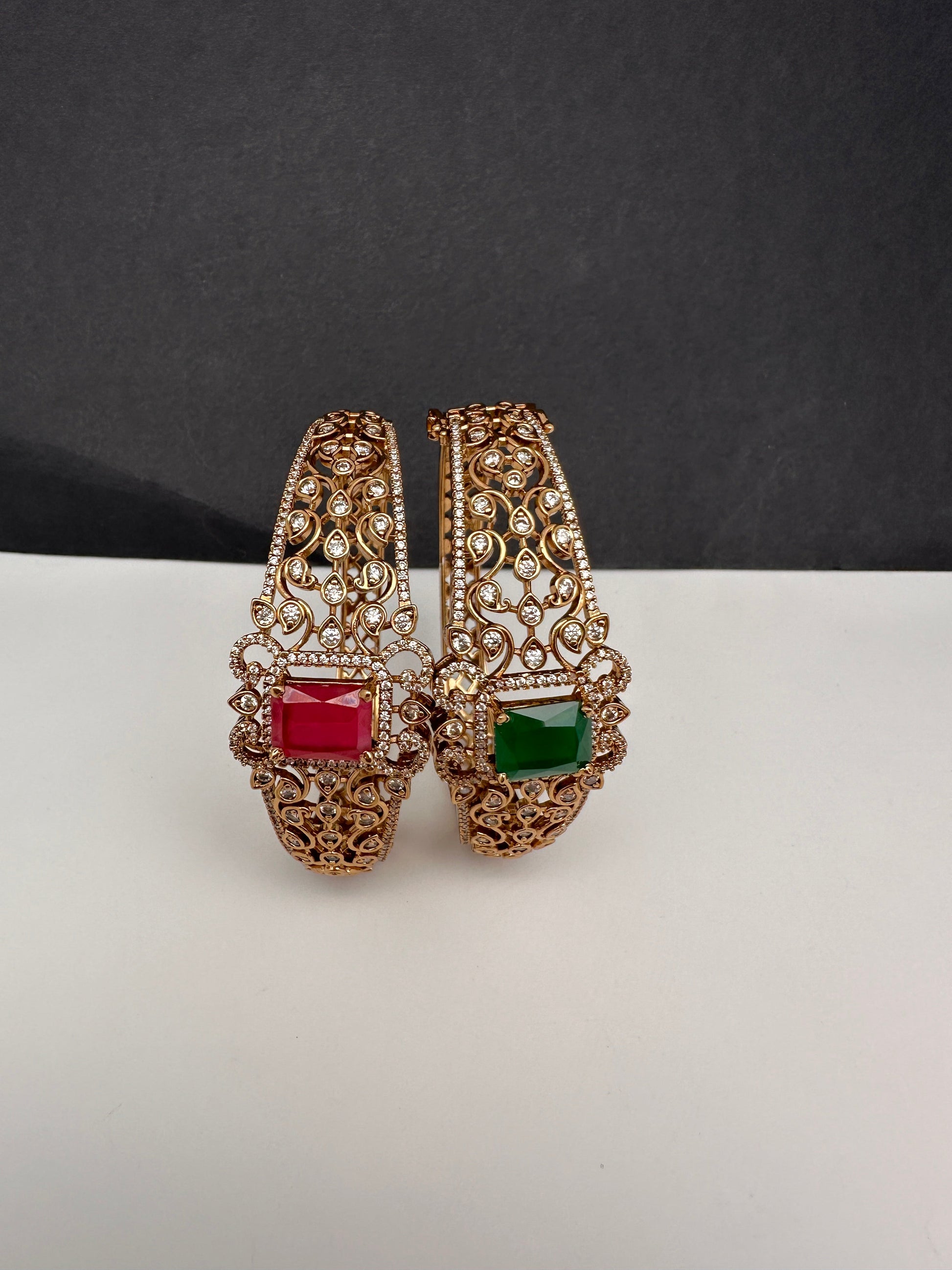 CZ Matte Openable Kada Bracelet - Red